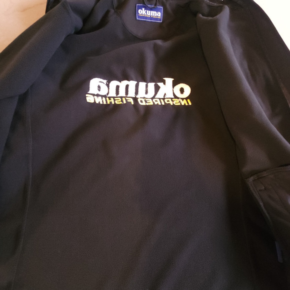 Okuma Mens Softshell Hooded Inspired Fishing Jacket Black Water Repellant L - Picture 11 of 11